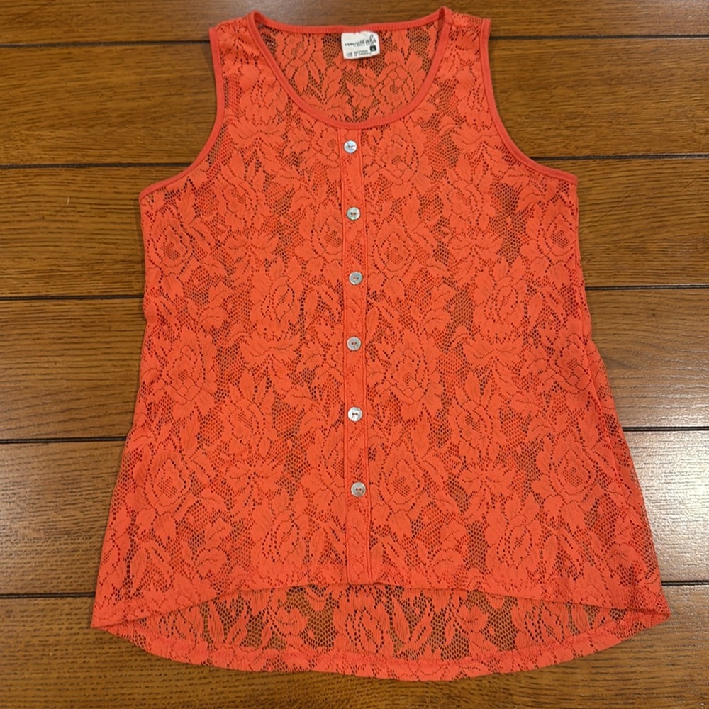Full Tilt Coral Lace Sleeveless Top - Picture 3 of 6